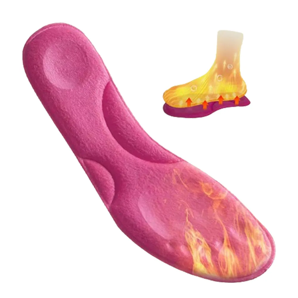 5 Pairs of Constant Temperature Heated Insoles Memory Foam Arch Support Shoe Pads Pink
