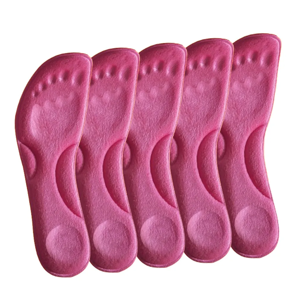 5 Pairs of Constant Temperature Heated Insoles Memory Foam Arch Support Shoe Pads Pink