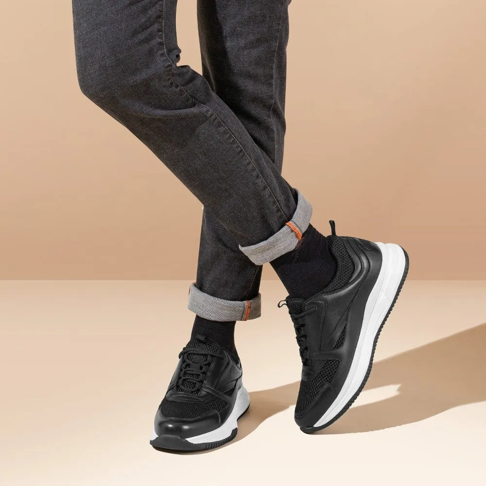 7 CM / 2.76 Inches CMR CHAMARIPA  Height Increase Shoes Men's Breathable Black Sneakers