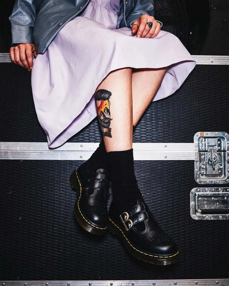8065 Mary Jane Smooth Black Leather
