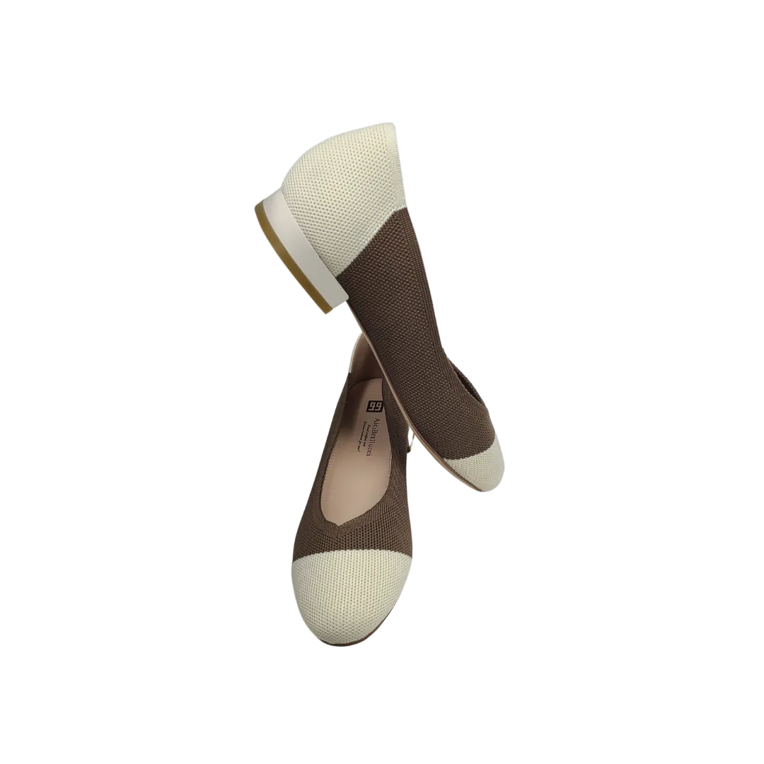 AiciBerllucci Ball ladies brown and off white knitted shoes