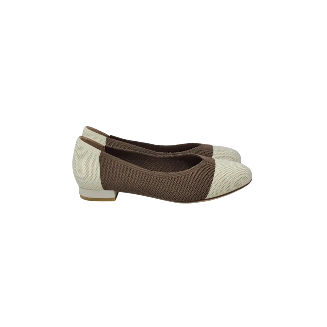 AiciBerllucci Ball ladies brown and off white knitted shoes
