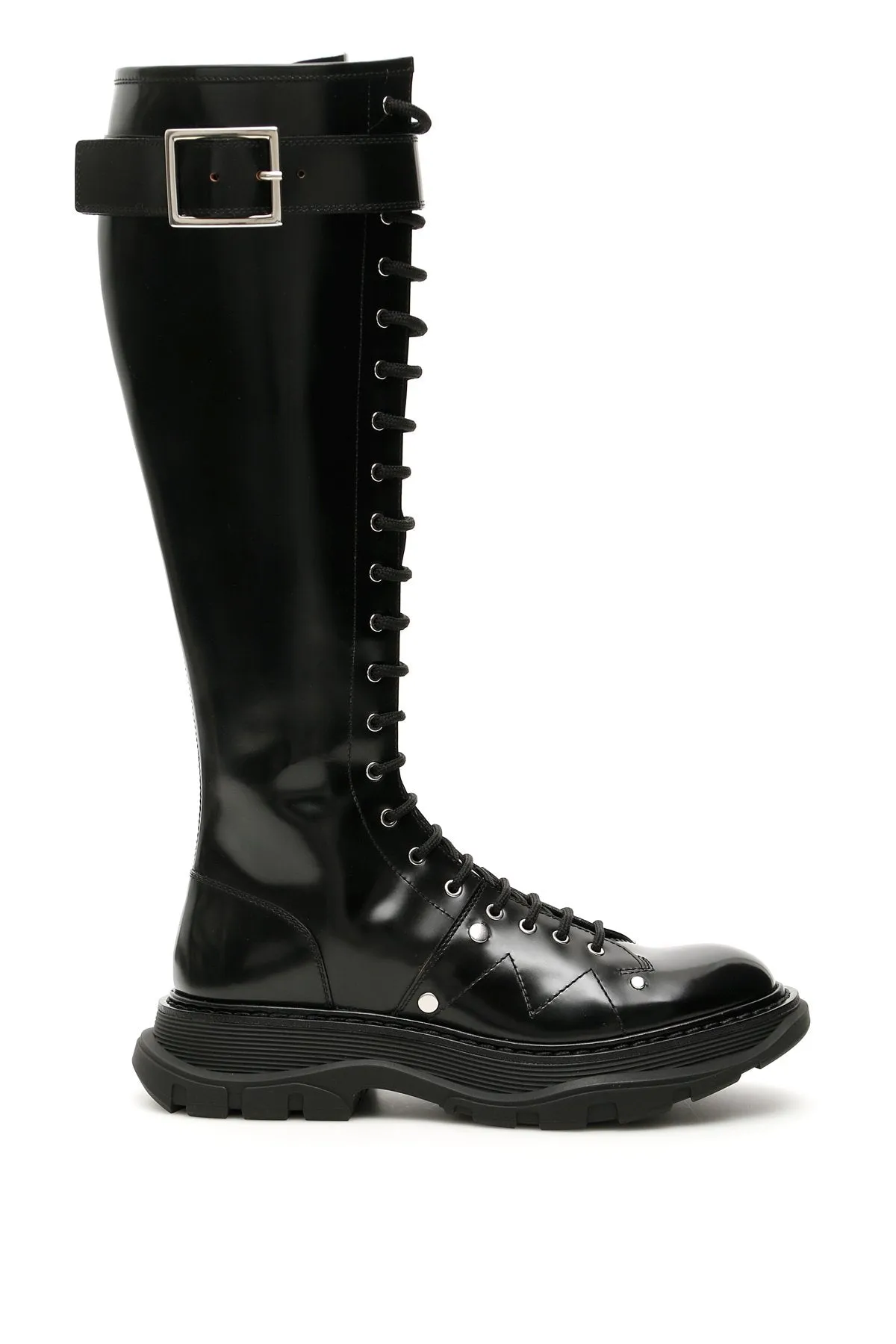 Alexander McQueen Buckle Detail Knee High Boots