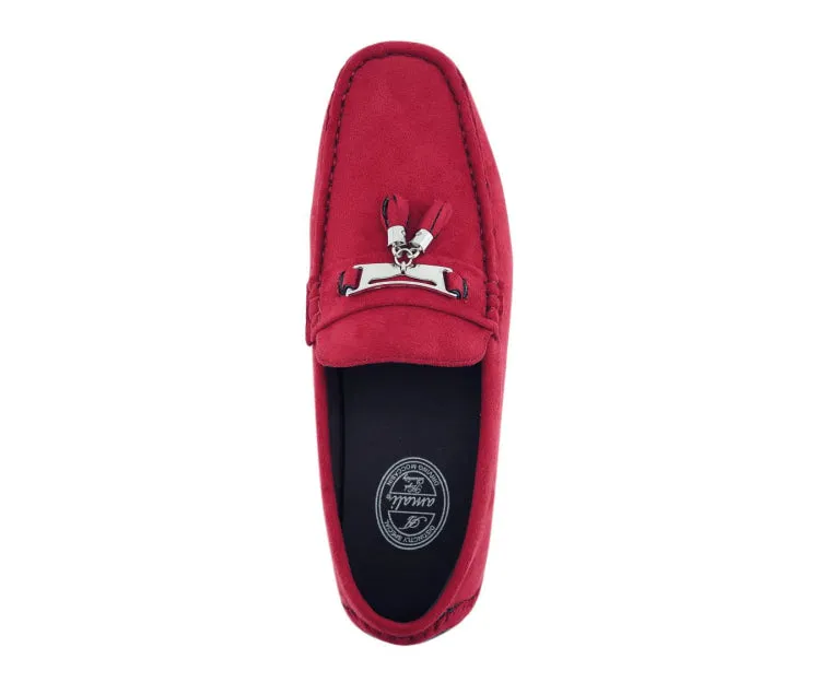 Amali Dyer Men's Driving Moccasins Vegan Crimson Elegance