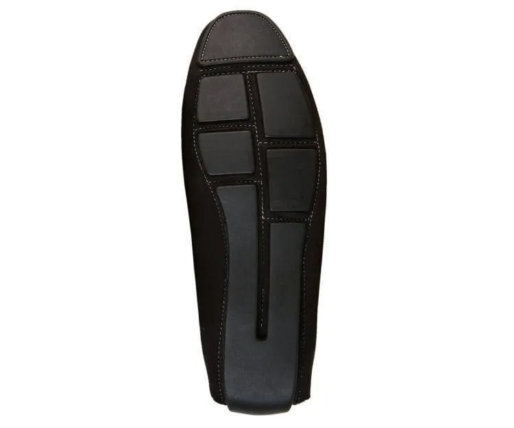 Amali Ecker Black Men’s Suede Moccasins With Gold Chain