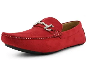 Amali Walken Red Men’s Suede Driving Shoes