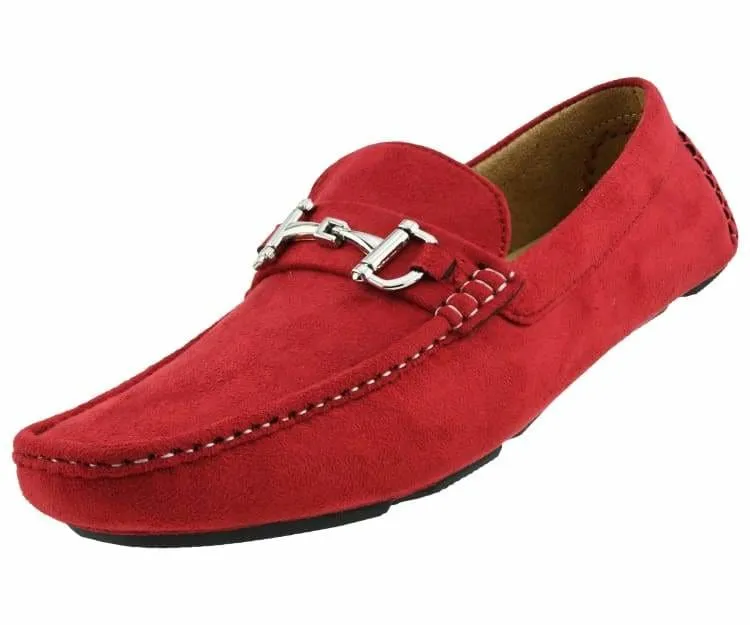Amali Walken Red Men’s Suede Driving Shoes