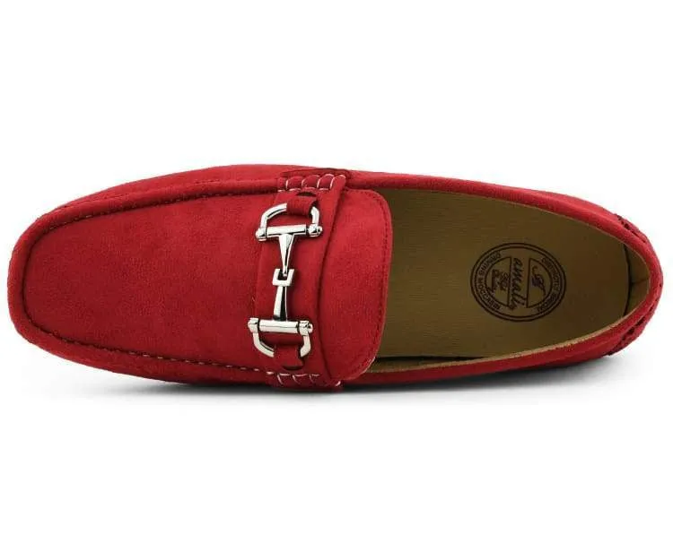 Amali Walken Red Men’s Suede Driving Shoes