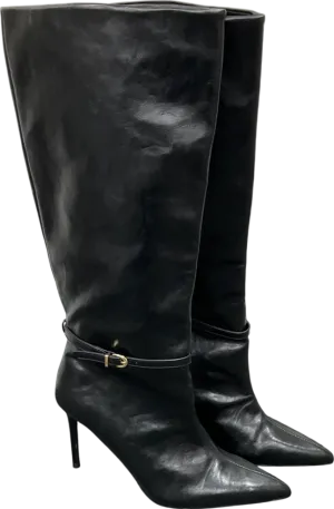ASOS Black Crowd Knee High Buckle Detail Boots UK 7 EU 40 👠