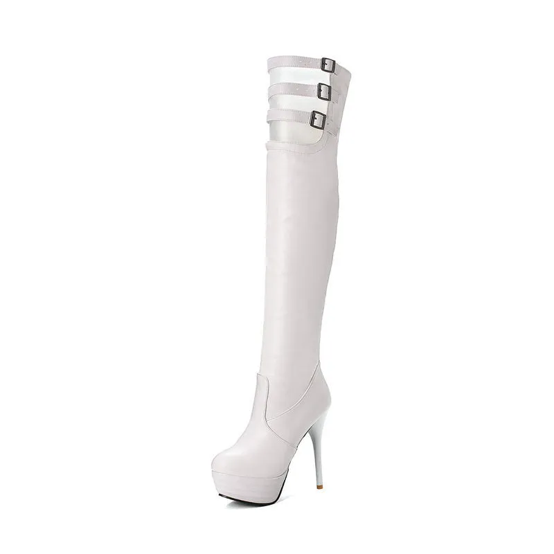 Autumn And Winter New Round Head Thin Heel Plush Long Knee Boots