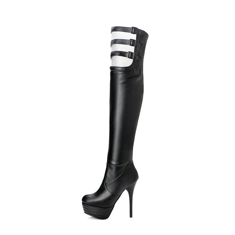 Autumn And Winter New Round Head Thin Heel Plush Long Knee Boots