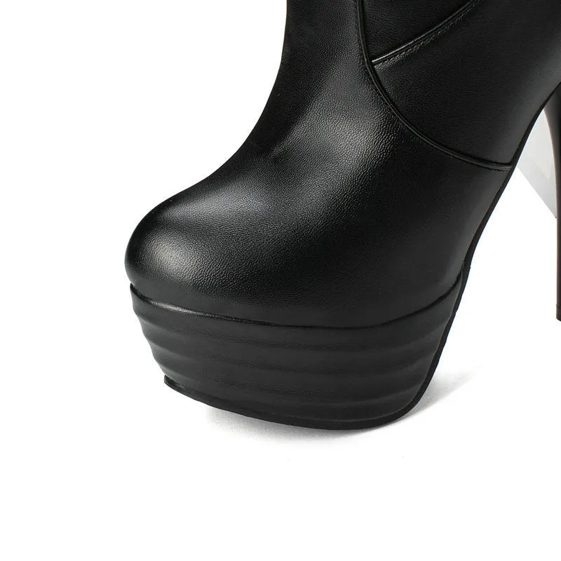 Autumn And Winter New Round Head Thin Heel Plush Long Knee Boots