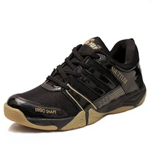 B-TUF Men's Shuttler Black Synthetic Badminton Court Shoes - 10 UK