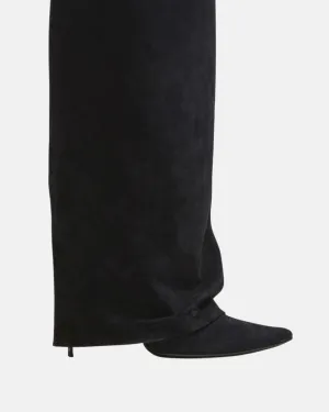 Balmain Ariel Suede Knee-High Boots Black