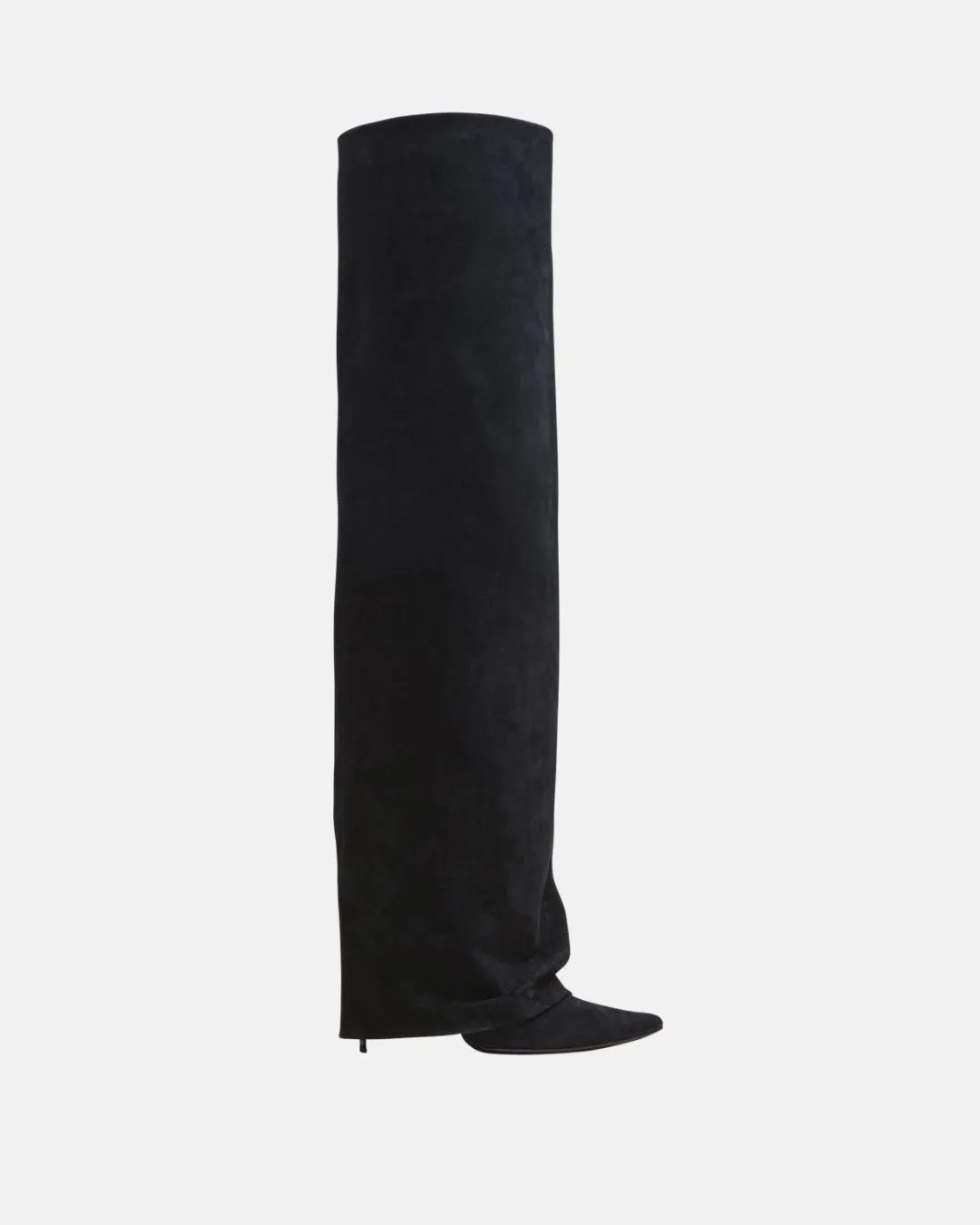 Balmain Ariel Suede Knee-High Boots Black
