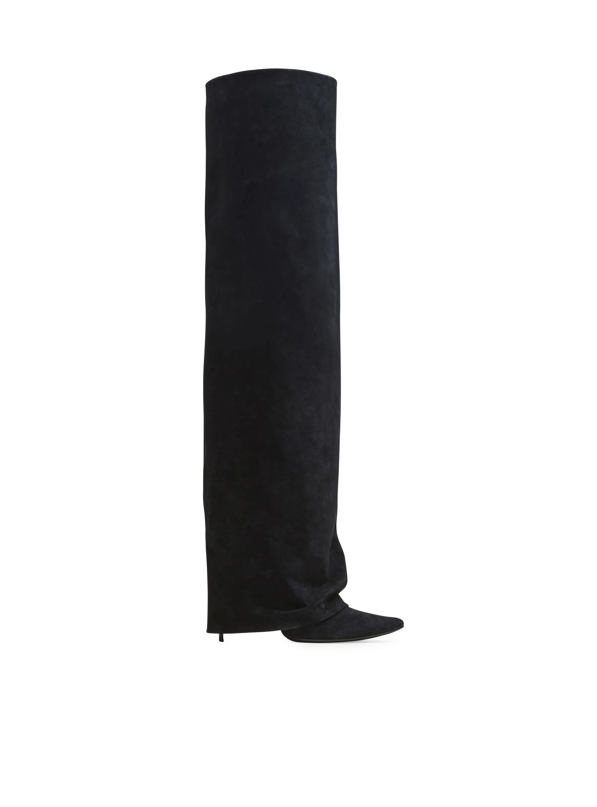 Balmain Ariel Suede Knee-High Boots Black