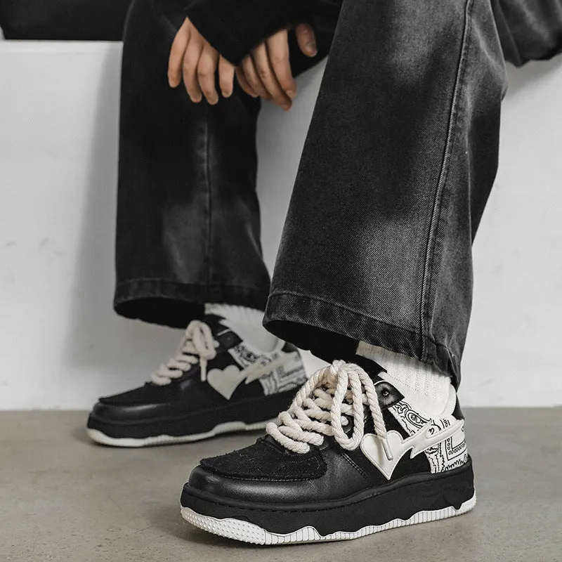 Bandanna | Black Sneakers with Heart Detail