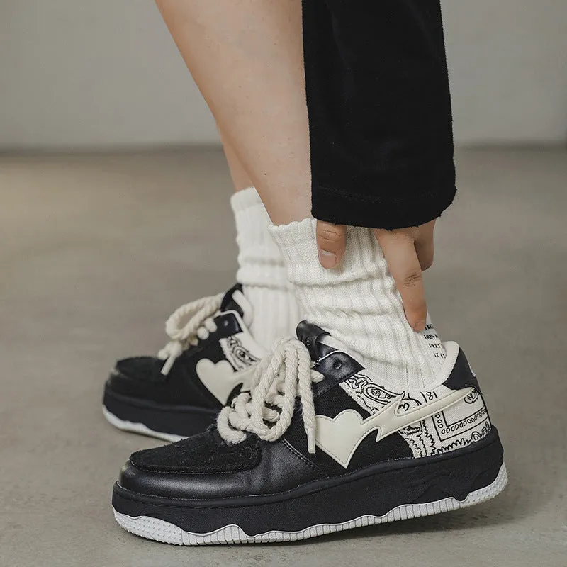 Bandanna | Black Sneakers with Heart Detail