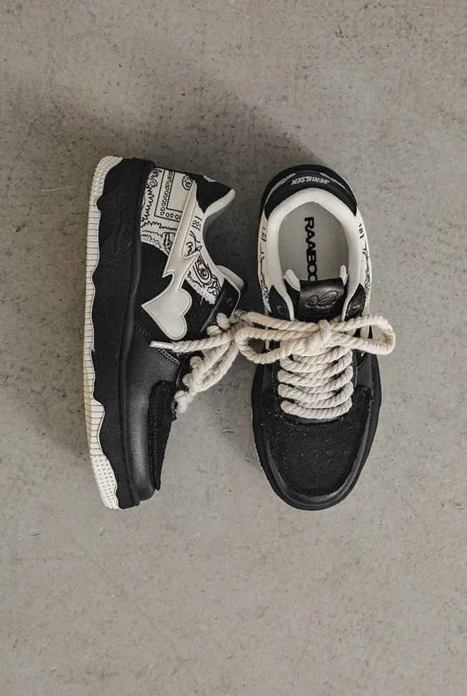 Bandanna | Black Sneakers with Heart Detail