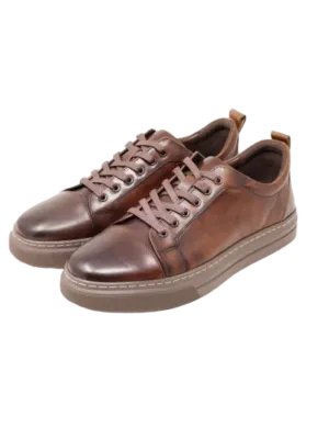 Barabas Brown Men's Lace-Up Casual Sneakers Genuine Leather