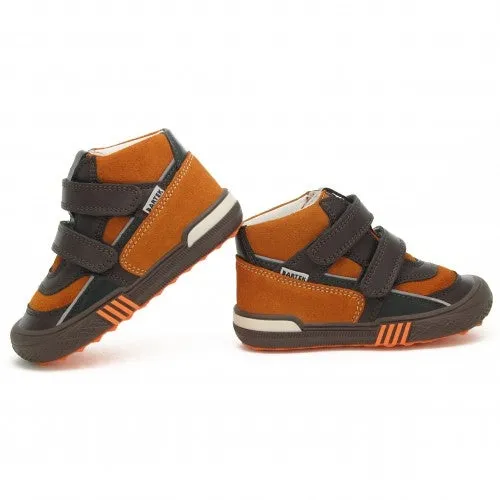 Bartek Boys' Brown-Orange Prophylactic Leather Ankle Sneakers | 91756-024