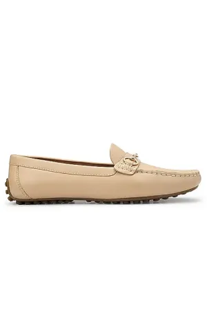 Beige Leather Moccasins With Buckle