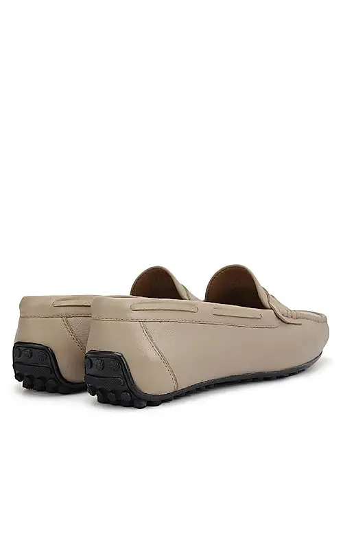 Beige Moccasins With Panel