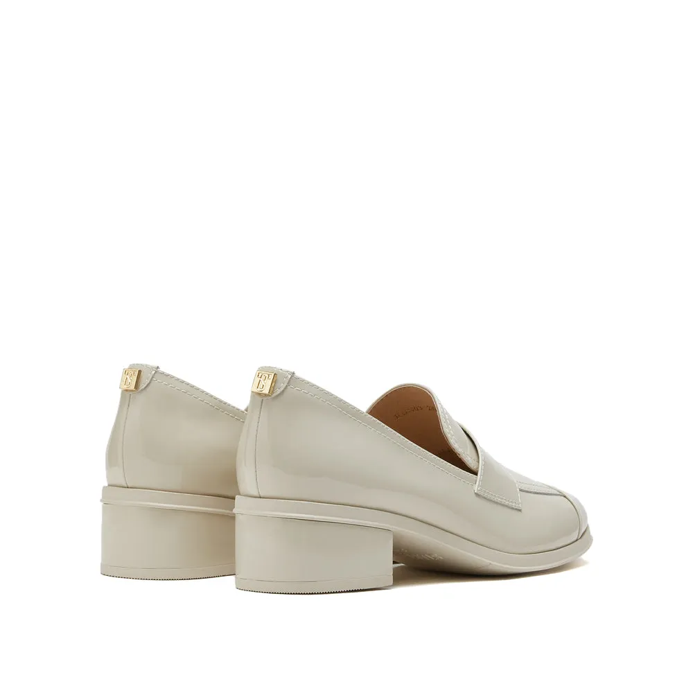 Beige Patent Minimal Loafers