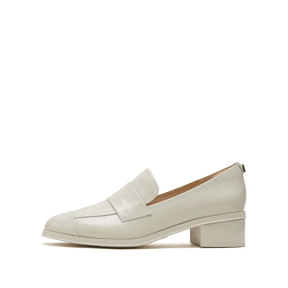 Beige Patent Minimal Loafers