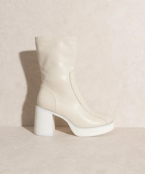 Beige Platform Short Boots