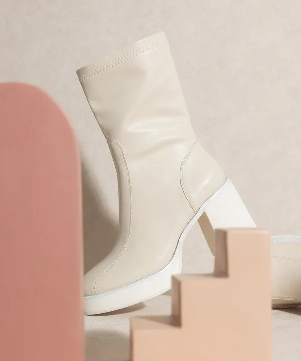 Beige Platform Short Boots