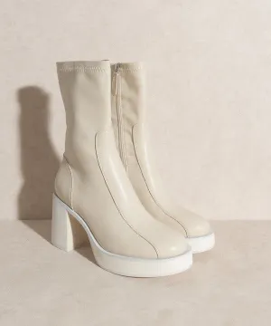Beige Platform Short Boots