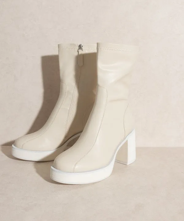 Beige Platform Short Boots