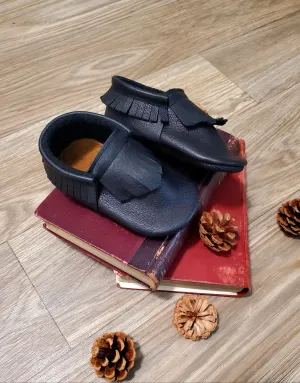 Black Fringe Moccasin