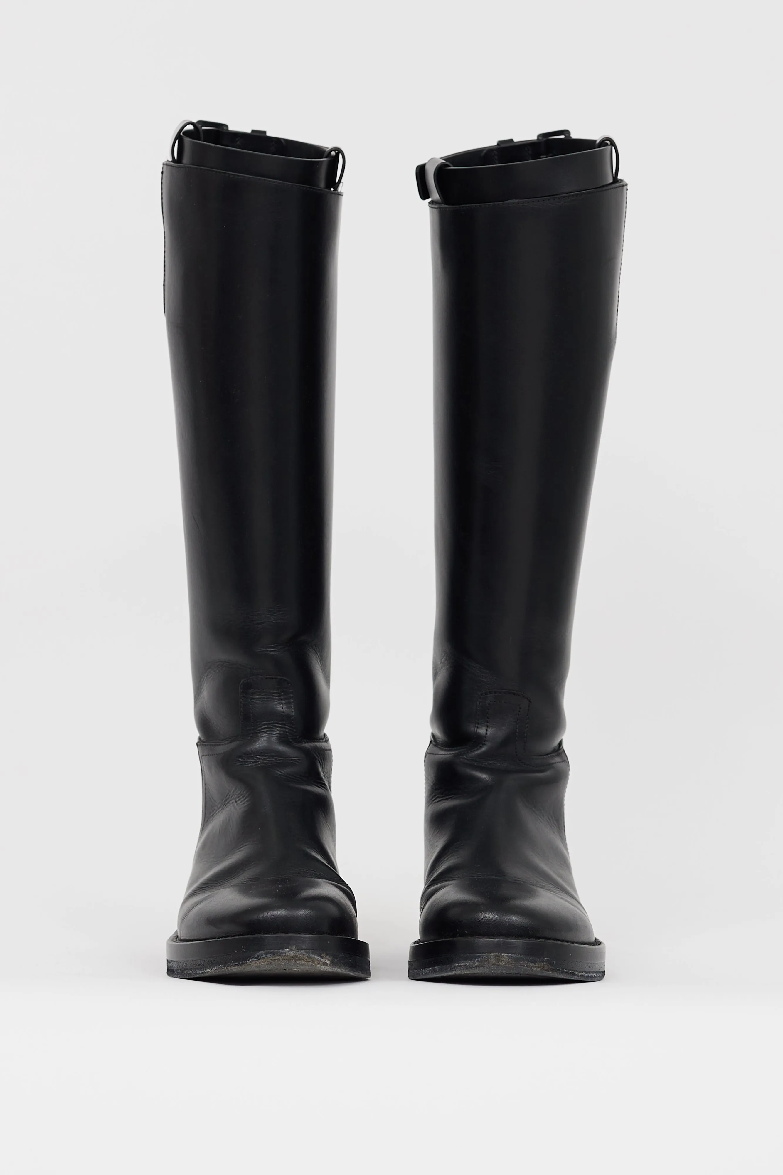Black Leather Knee High Stan Boot