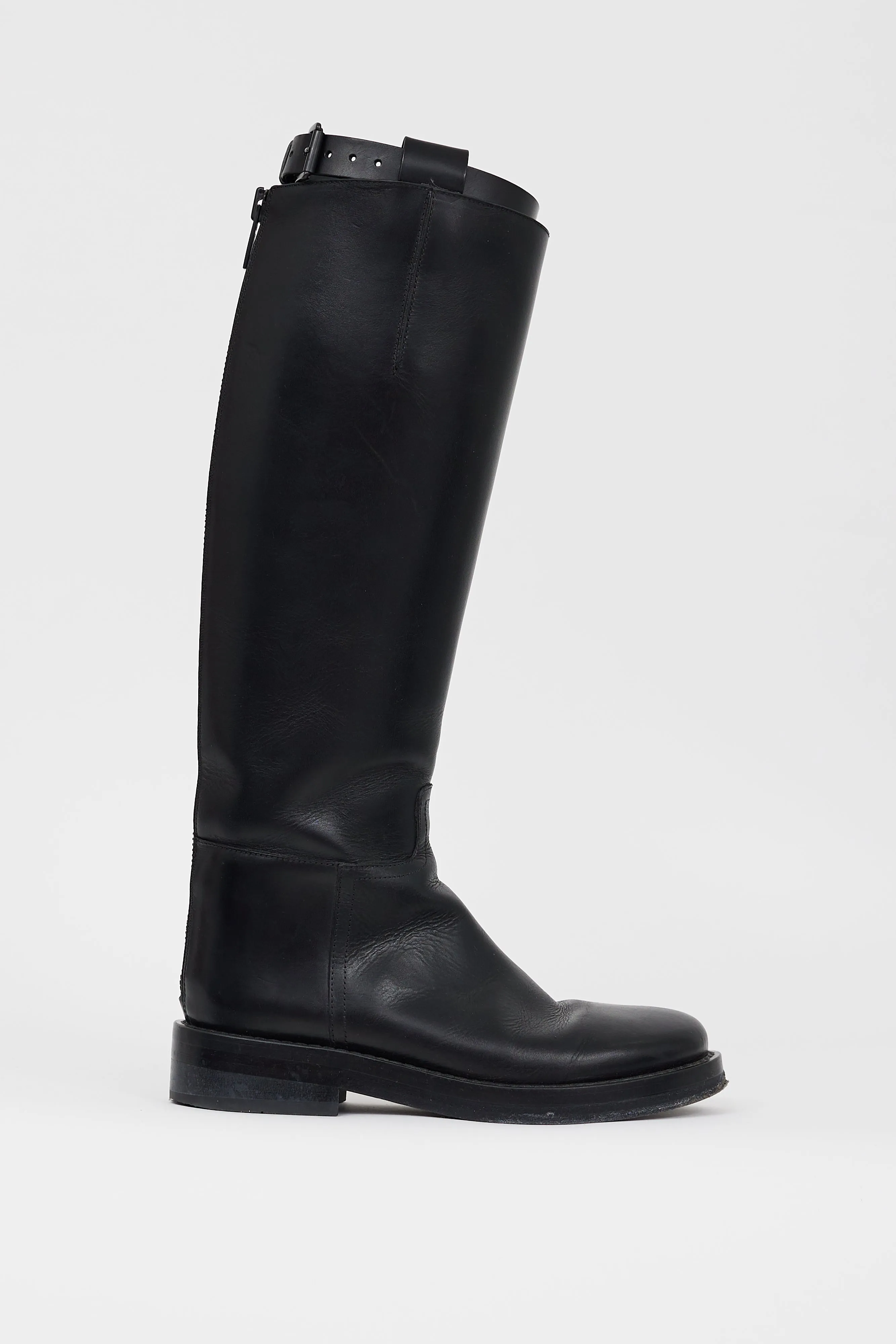 Black Leather Knee High Stan Boot