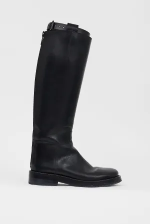 Black Leather Knee High Stan Boot