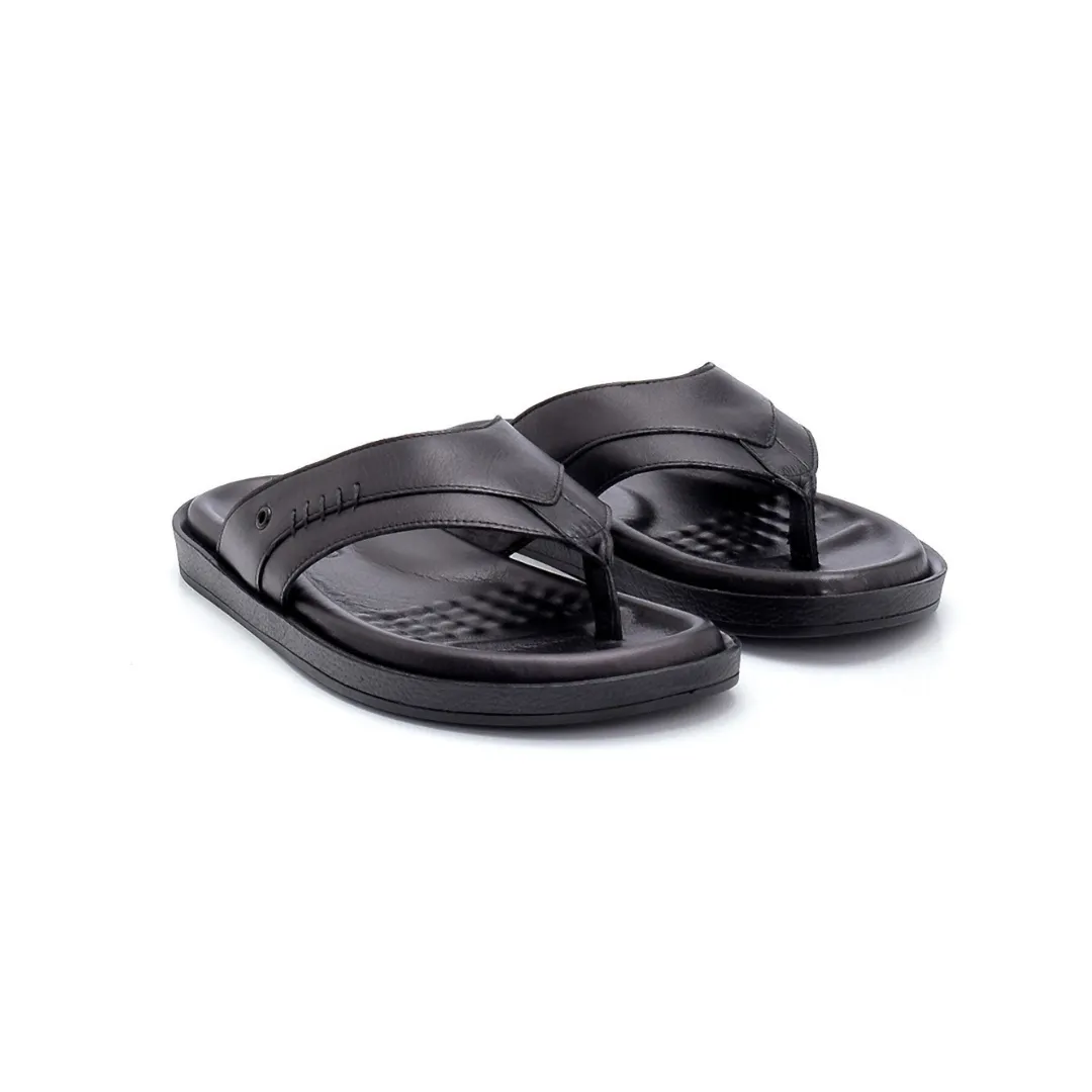Black Men Leather Flip-Flop