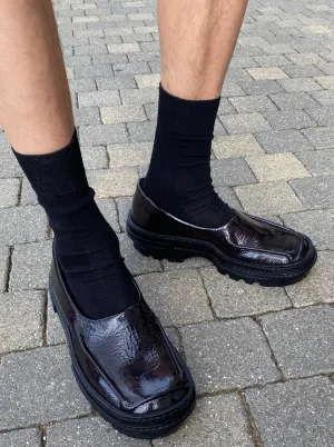 Black Moccasins in Patent Leather