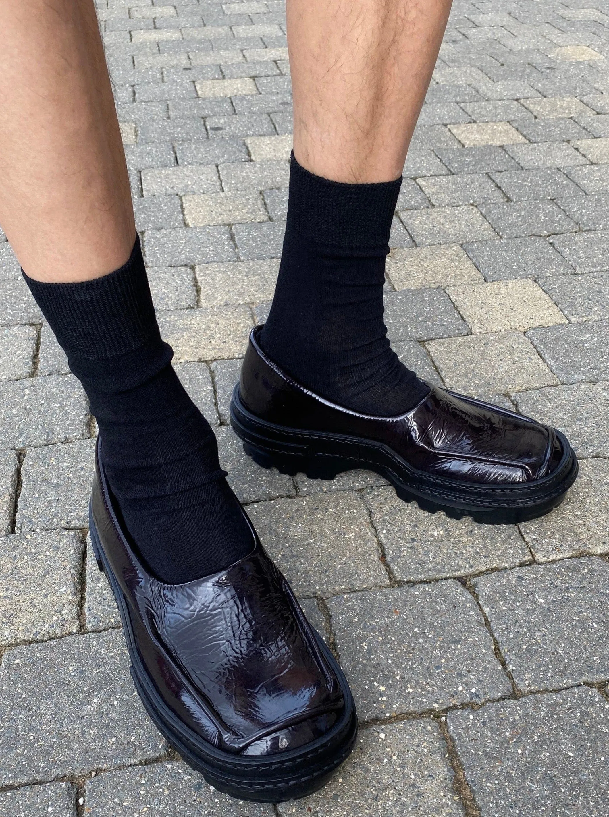 Black Moccasins in Patent Leather