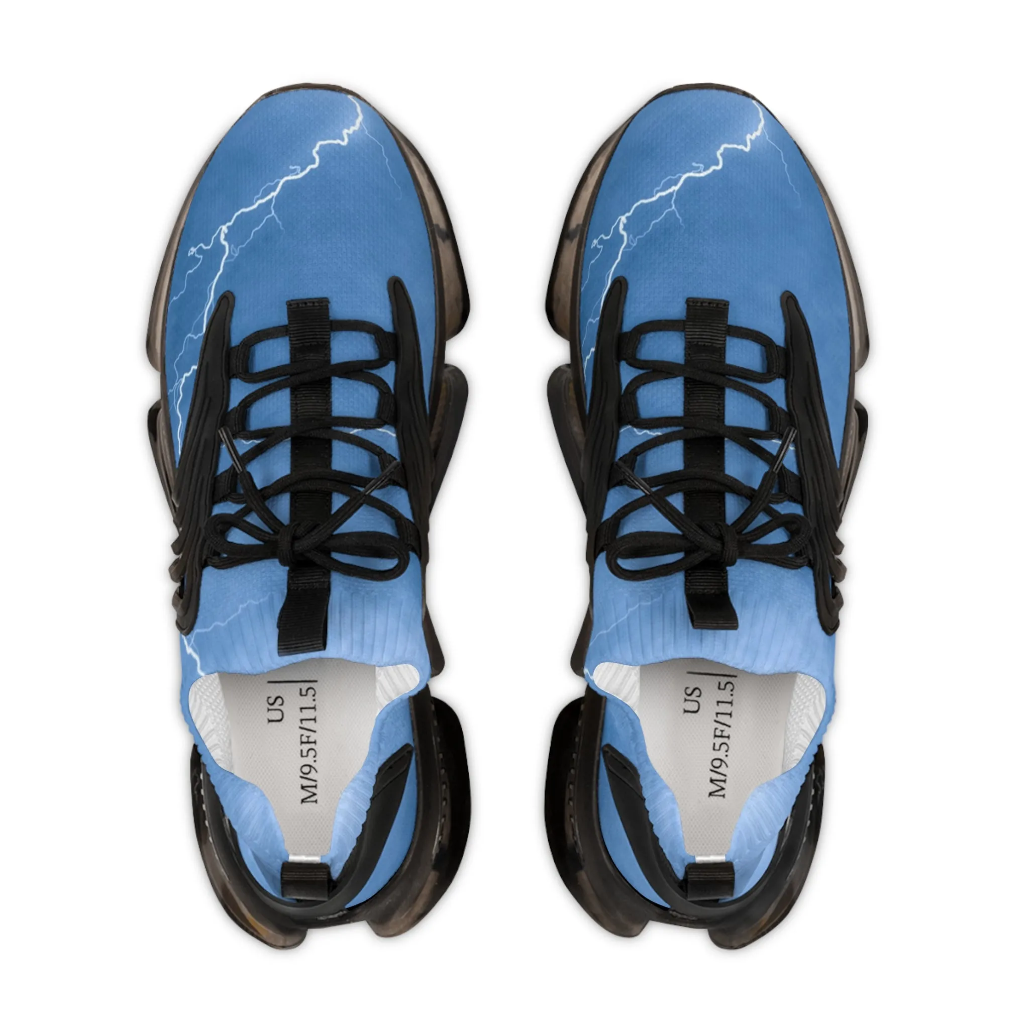 Blue Lightning Men's Mesh Sneakers, Lightning Bolt Thunder Print Best Comfy Men's Mesh Sports Sneakers Shoes (US Size: 5-12)