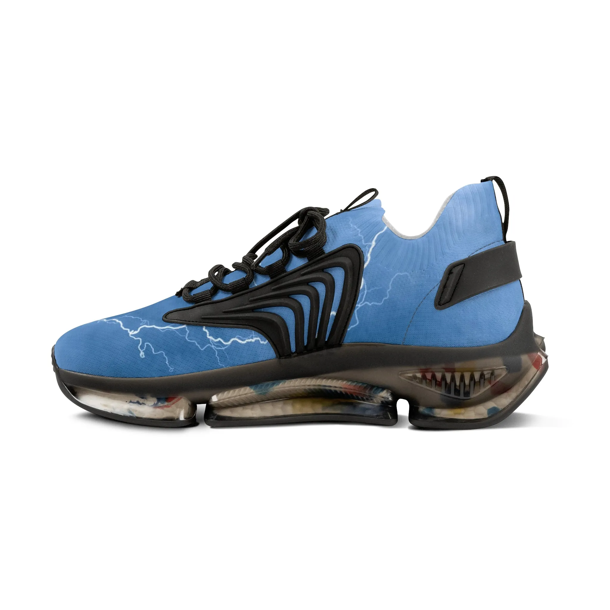 Blue Lightning Men's Mesh Sneakers, Lightning Bolt Thunder Print Best Comfy Men's Mesh Sports Sneakers Shoes (US Size: 5-12)