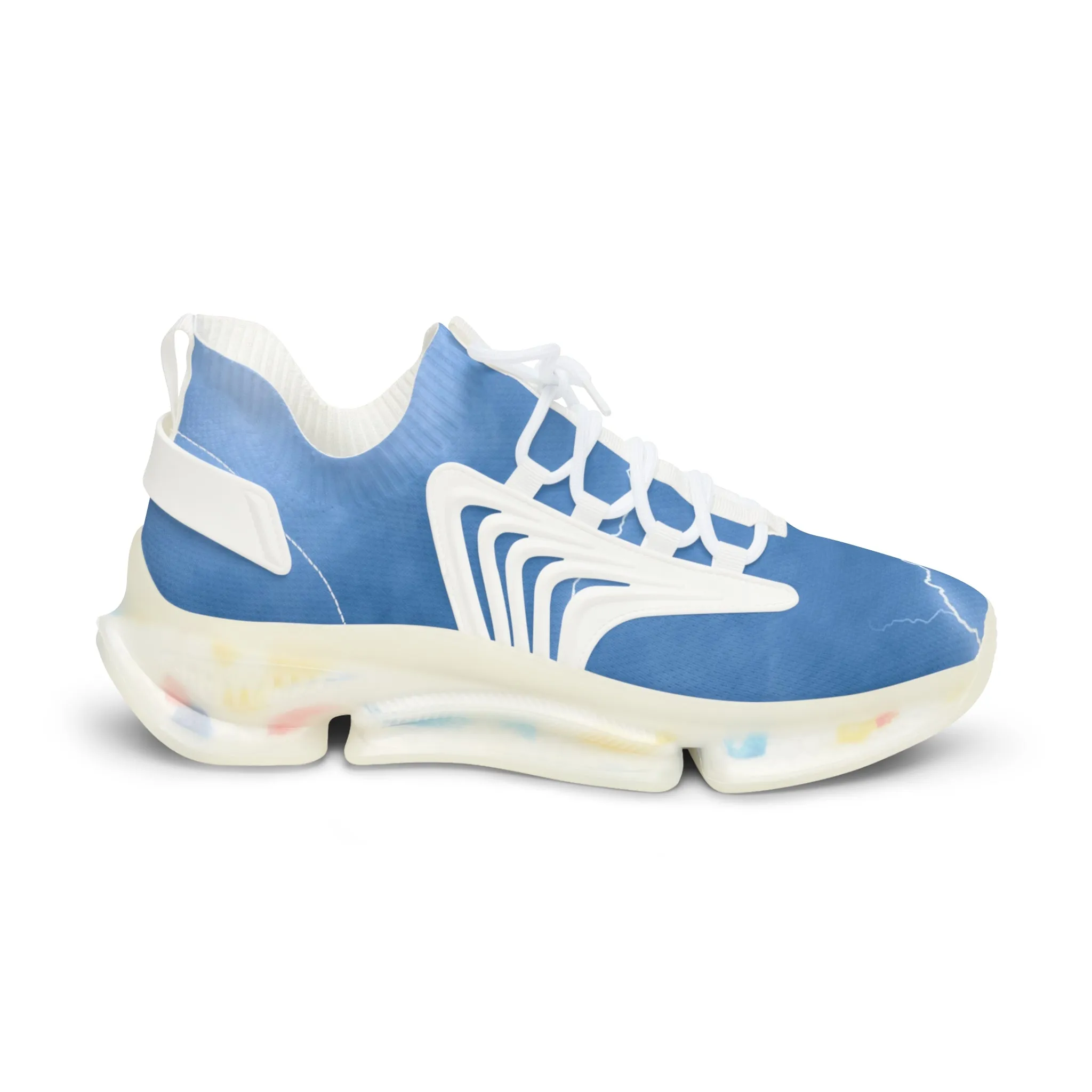 Blue Lightning Men's Mesh Sneakers, Lightning Bolt Thunder Print Best Comfy Men's Mesh Sports Sneakers Shoes (US Size: 5-12)