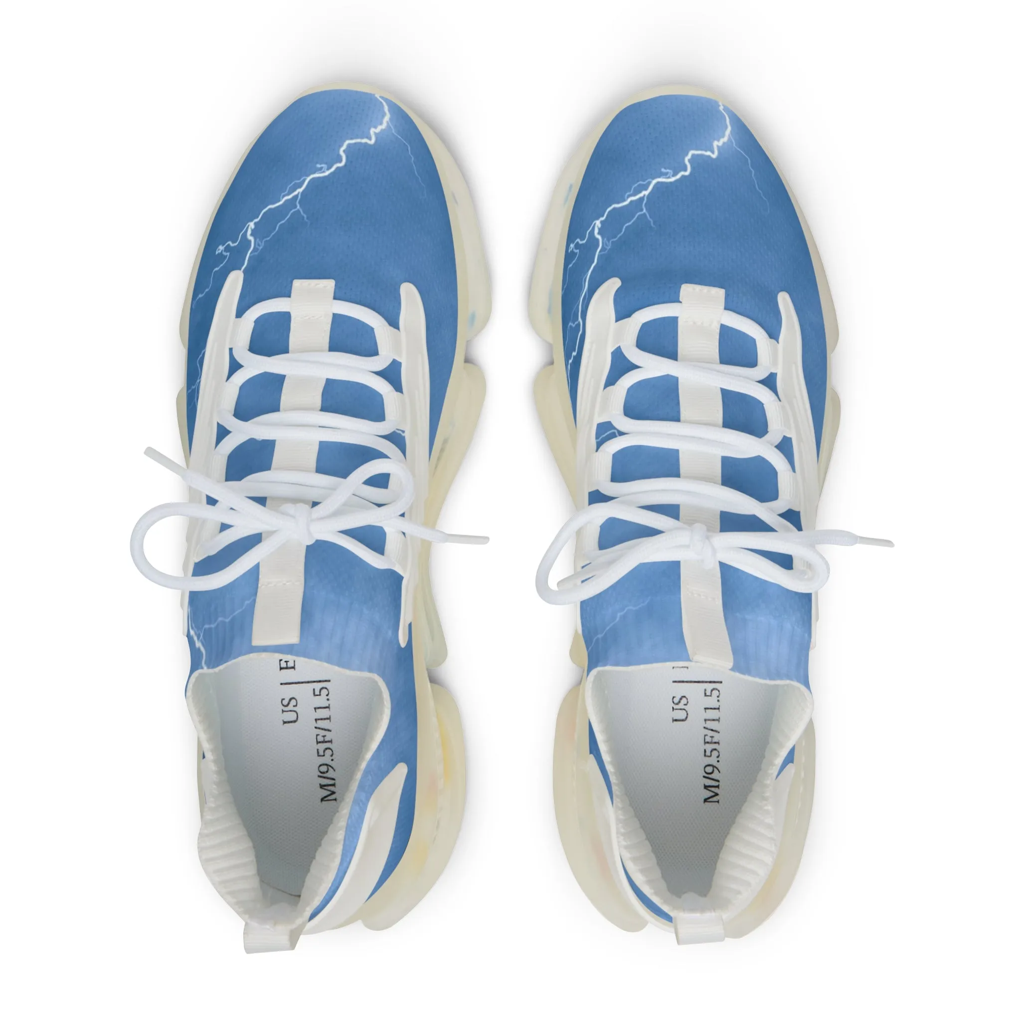 Blue Lightning Men's Mesh Sneakers, Lightning Bolt Thunder Print Best Comfy Men's Mesh Sports Sneakers Shoes (US Size: 5-12)