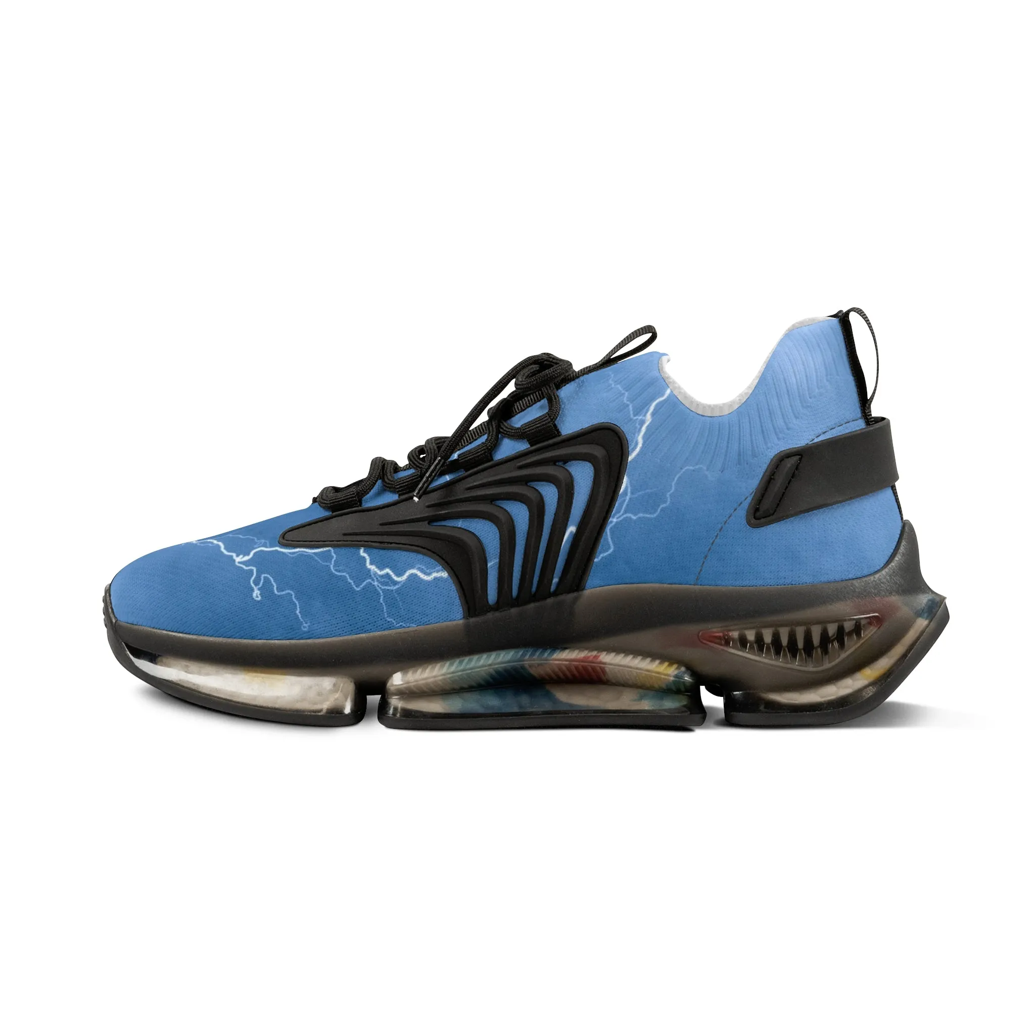 Blue Lightning Men's Mesh Sneakers, Lightning Bolt Thunder Print Best Comfy Men's Mesh Sports Sneakers Shoes (US Size: 5-12)