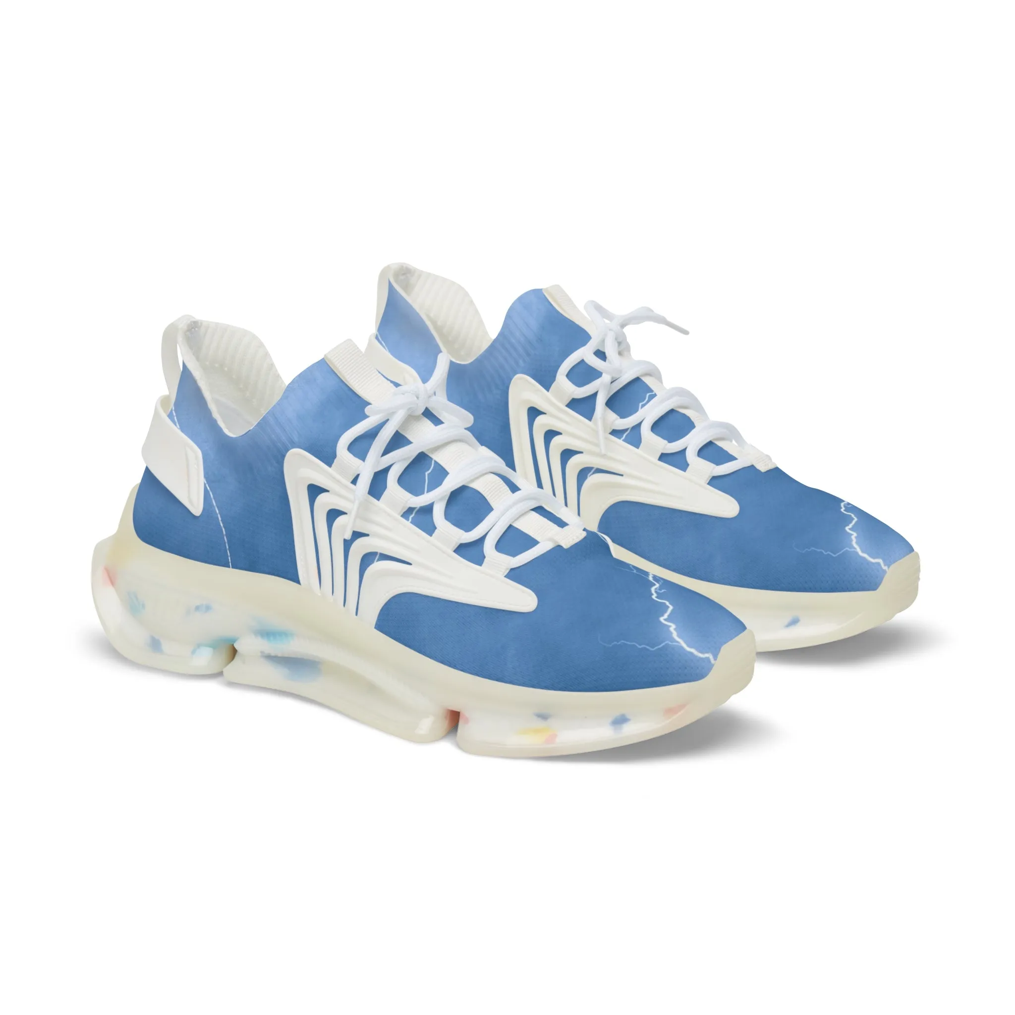 Blue Lightning Men's Mesh Sneakers, Lightning Bolt Thunder Print Best Comfy Men's Mesh Sports Sneakers Shoes (US Size: 5-12)