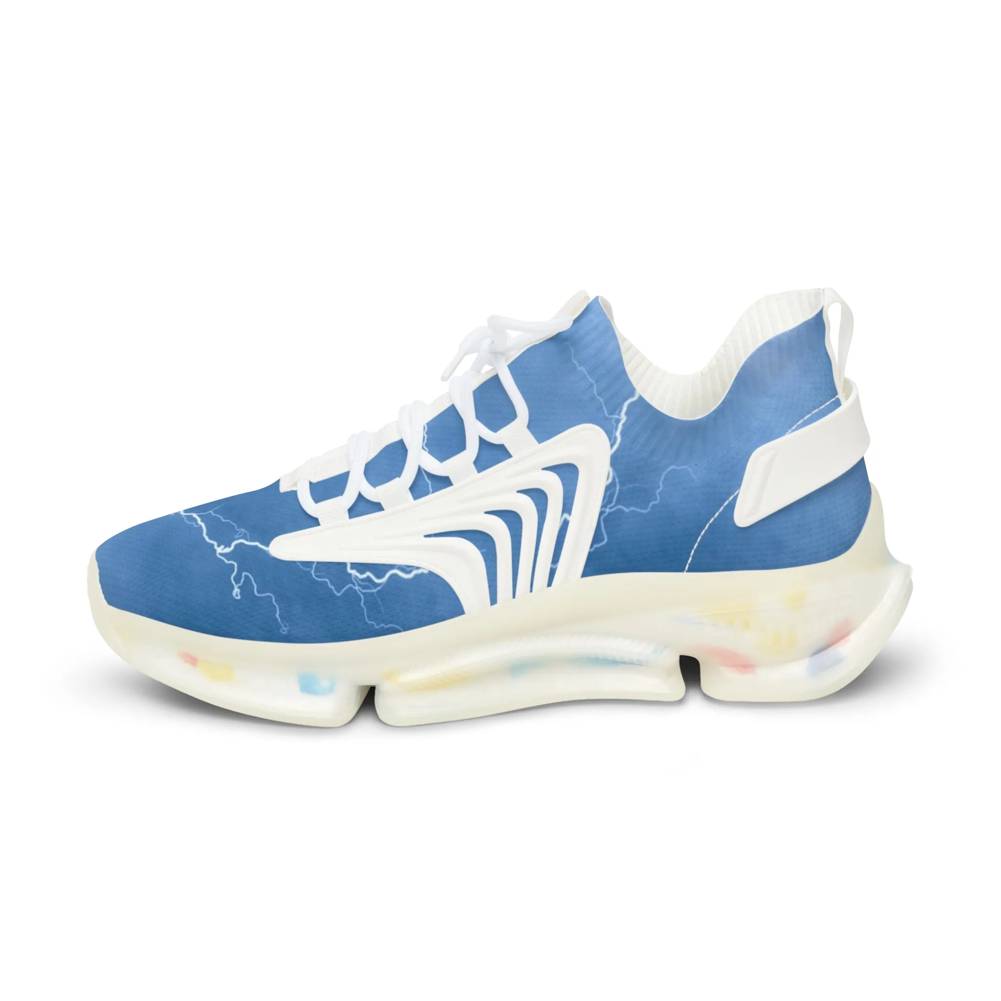 Blue Lightning Men's Mesh Sneakers, Lightning Bolt Thunder Print Best Comfy Men's Mesh Sports Sneakers Shoes (US Size: 5-12)