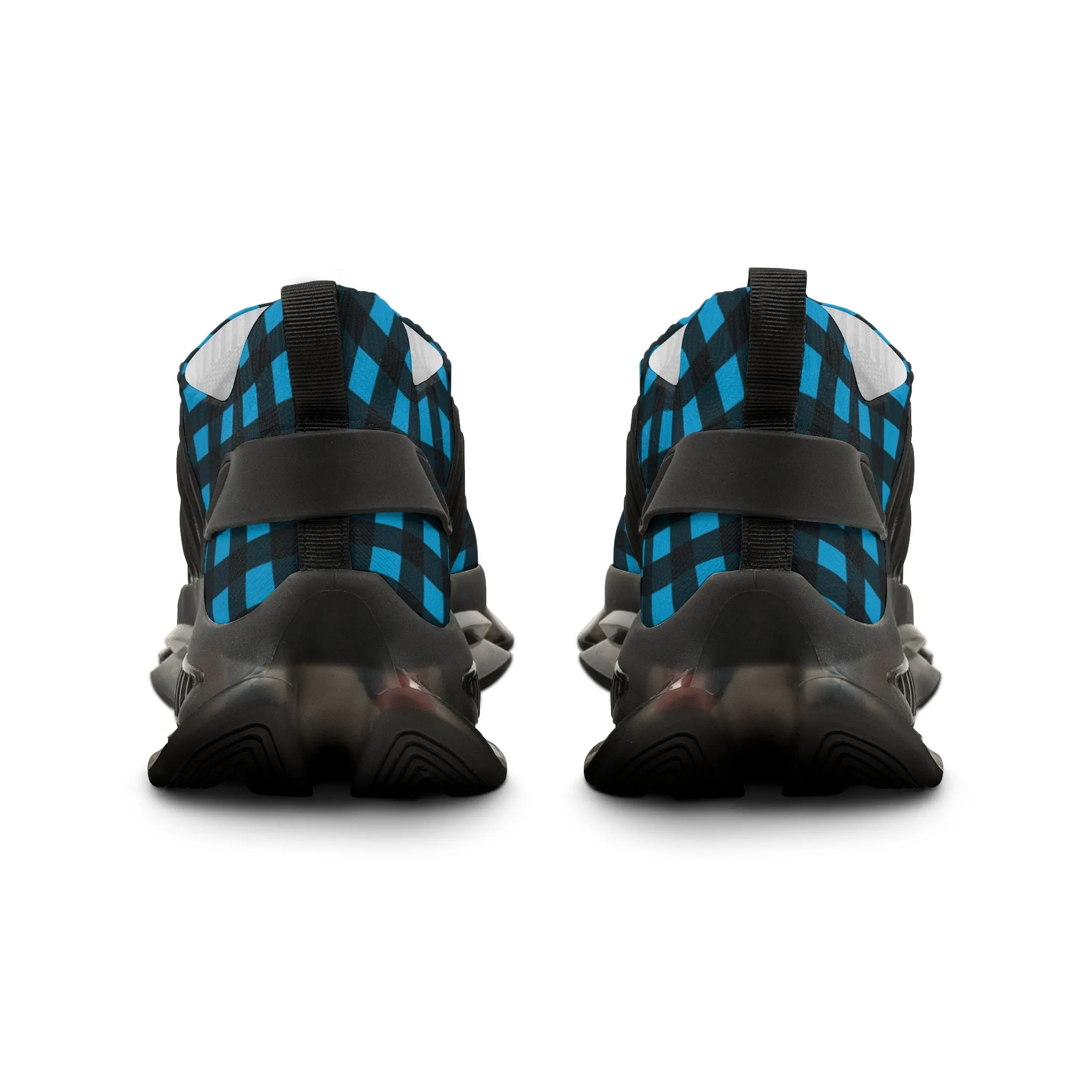 Blue Plaid Men's Mesh Sneakers, Blue Buffalo Plaid Print Men's Sneakers Best Comfy Men's Mesh Sports Sneakers Shoes (US Size: 5-12)