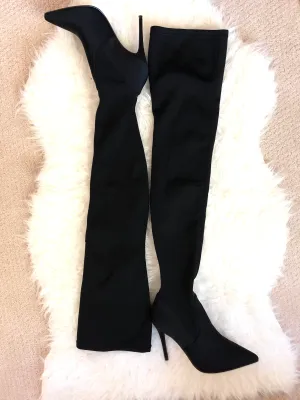 Boohoo Stretch Knee High Boots- Size 38