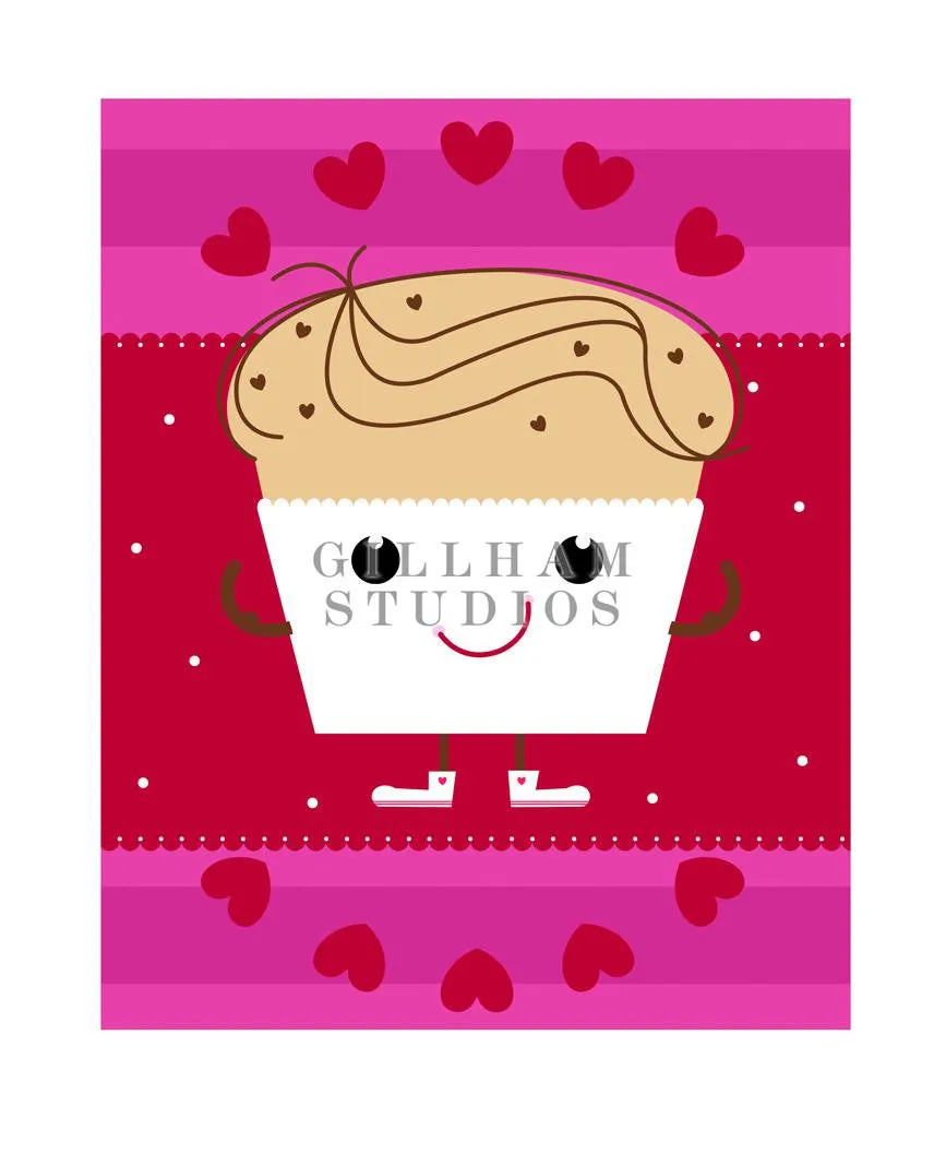 Boy cupcake with hearts and stripes